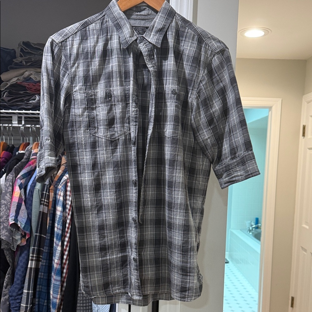 All Saints Black and White Checkered Shirt